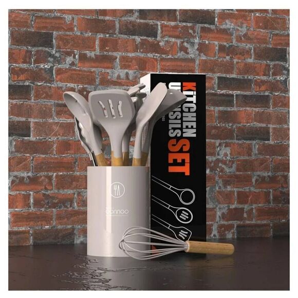 Silicone Cooking Utensils Set - 446°F Heat Resistant Silicone Kitchen Utensils - Picture 1 of 7